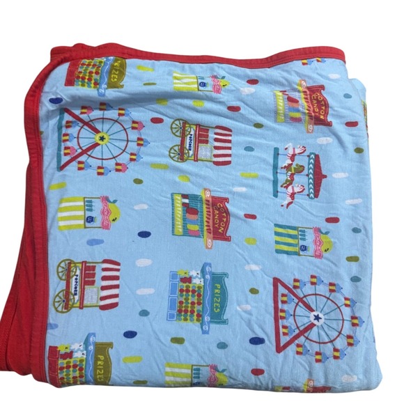 Kiki Lulu Toddler Blanket Ferris Wheel Carnival Print Red Trim Soft - Picture 4 of 5